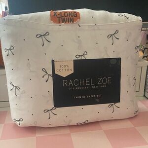 Rachel Zoe White and Black Bow Twin XL Sheet Set